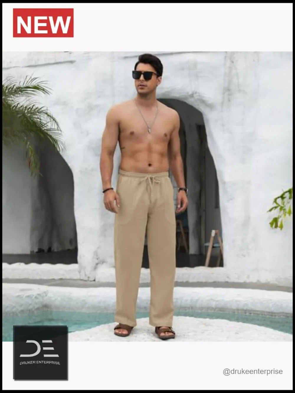 Cotton Linen Drawstring Loose Fit Casual Pants Beach Joggers